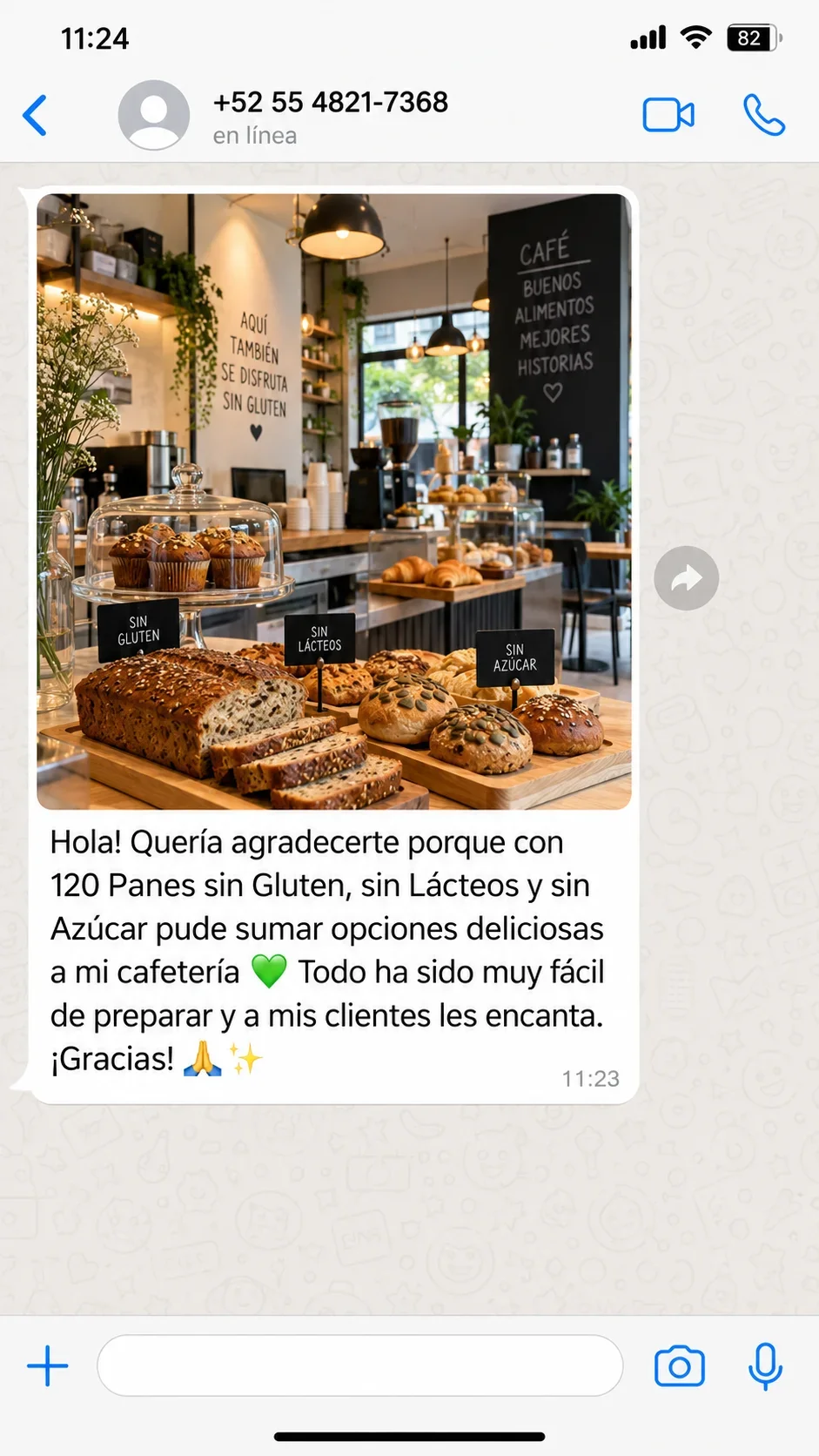 Testimonio de WhatsApp: sumé opciones deliciosas a mi cafetería